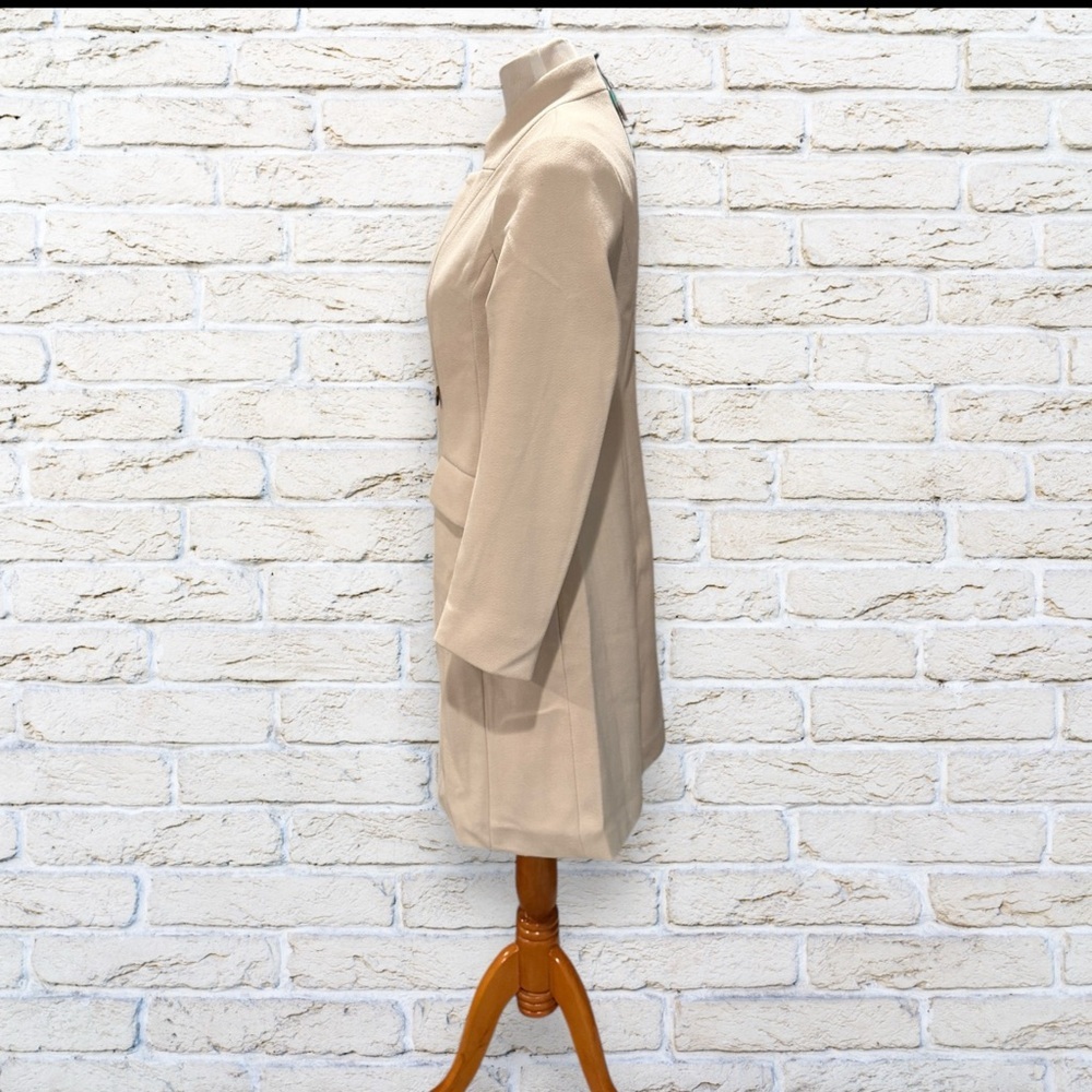 NEW Allegra K Cream Double-Breasted Pea Coat with Lapel Collar - Size XS - Picture 2 of 5